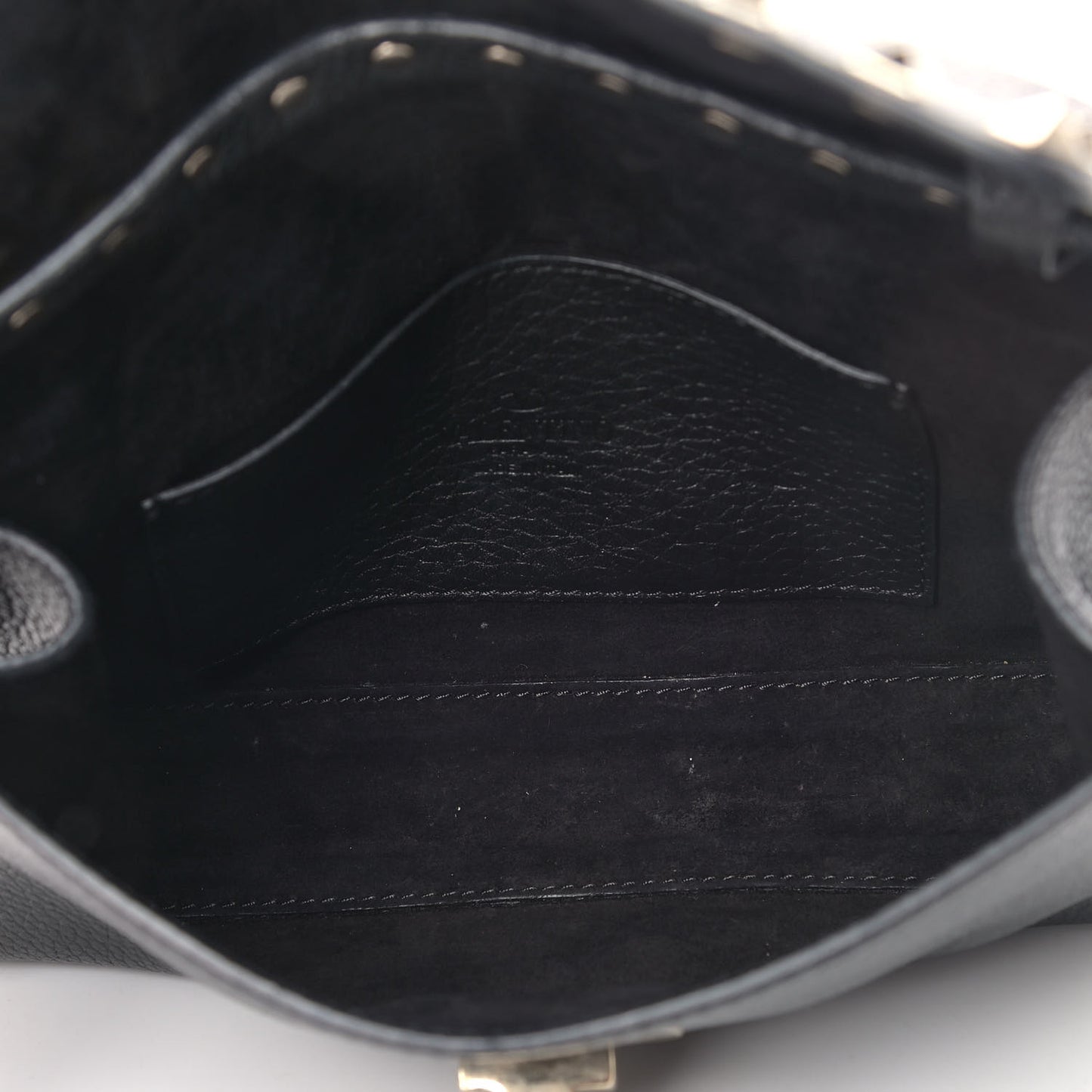 Pebbled Calfskin Medium Rockstud Flip Lock Crossbody Bag Black