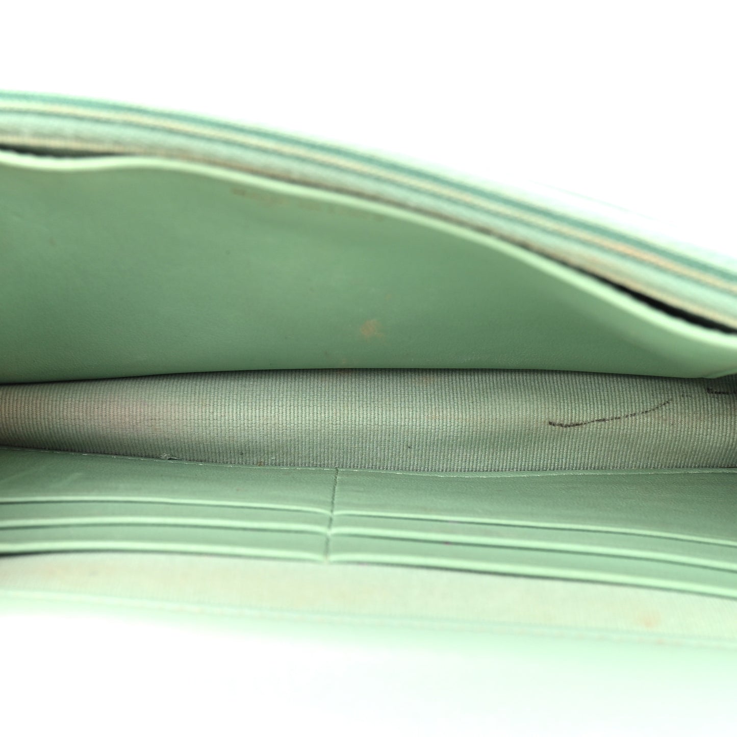 Shiny Calfskin Quilted Metal Top Handle Wallet On Chain WOC Light Green