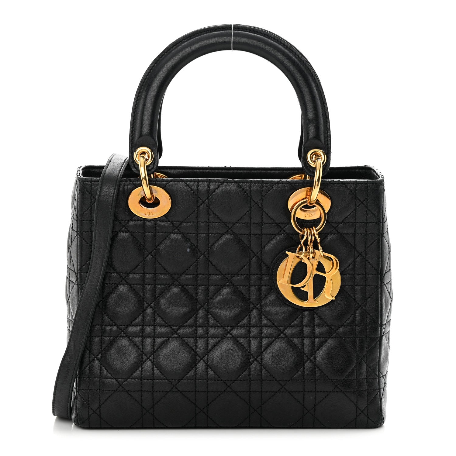 Christian Dior Lambskin Cannage Medium Lady Dior Black 1 of 19