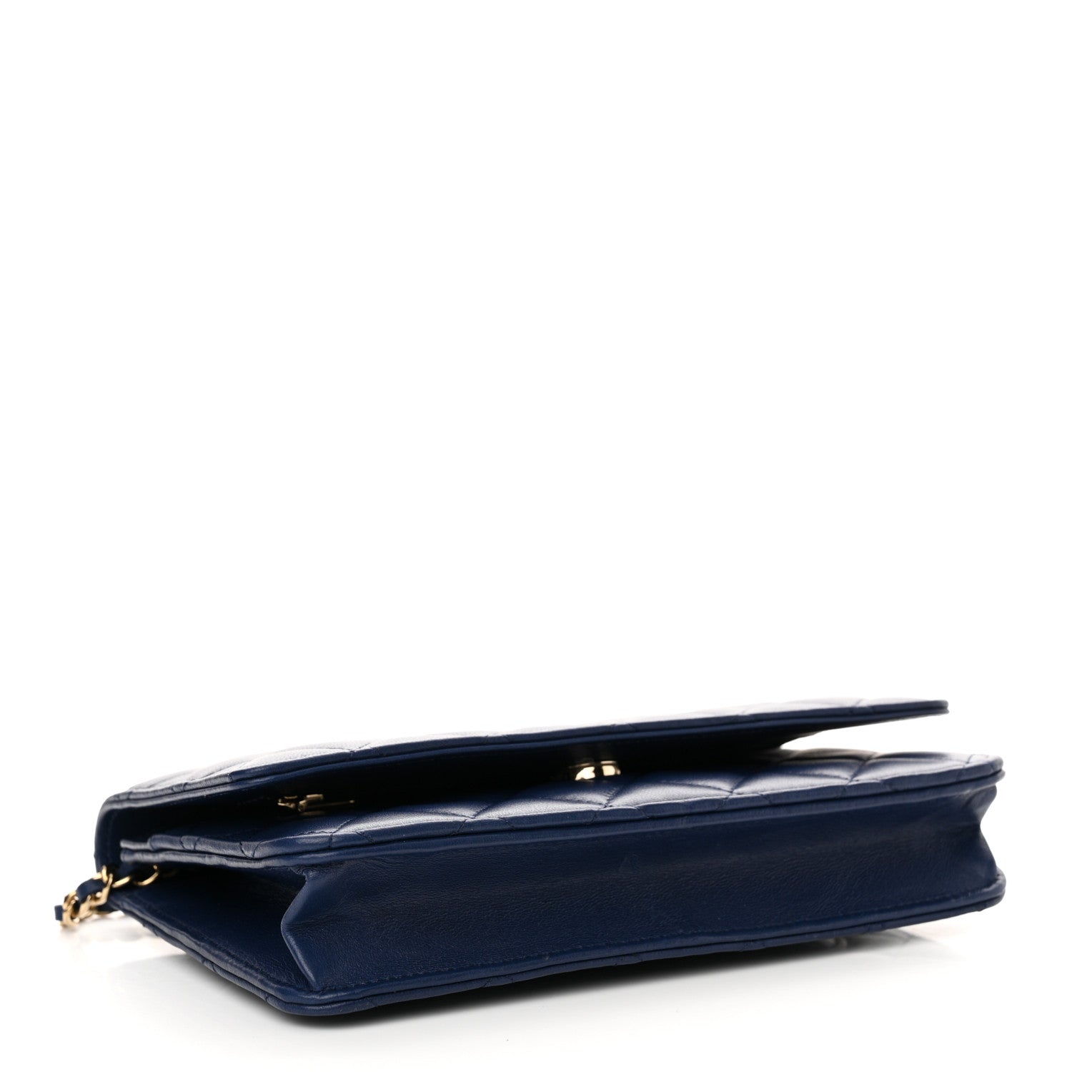 Chanel Lambskin Quilted Wallet On Chain WOC Dark Blue 4 of 12