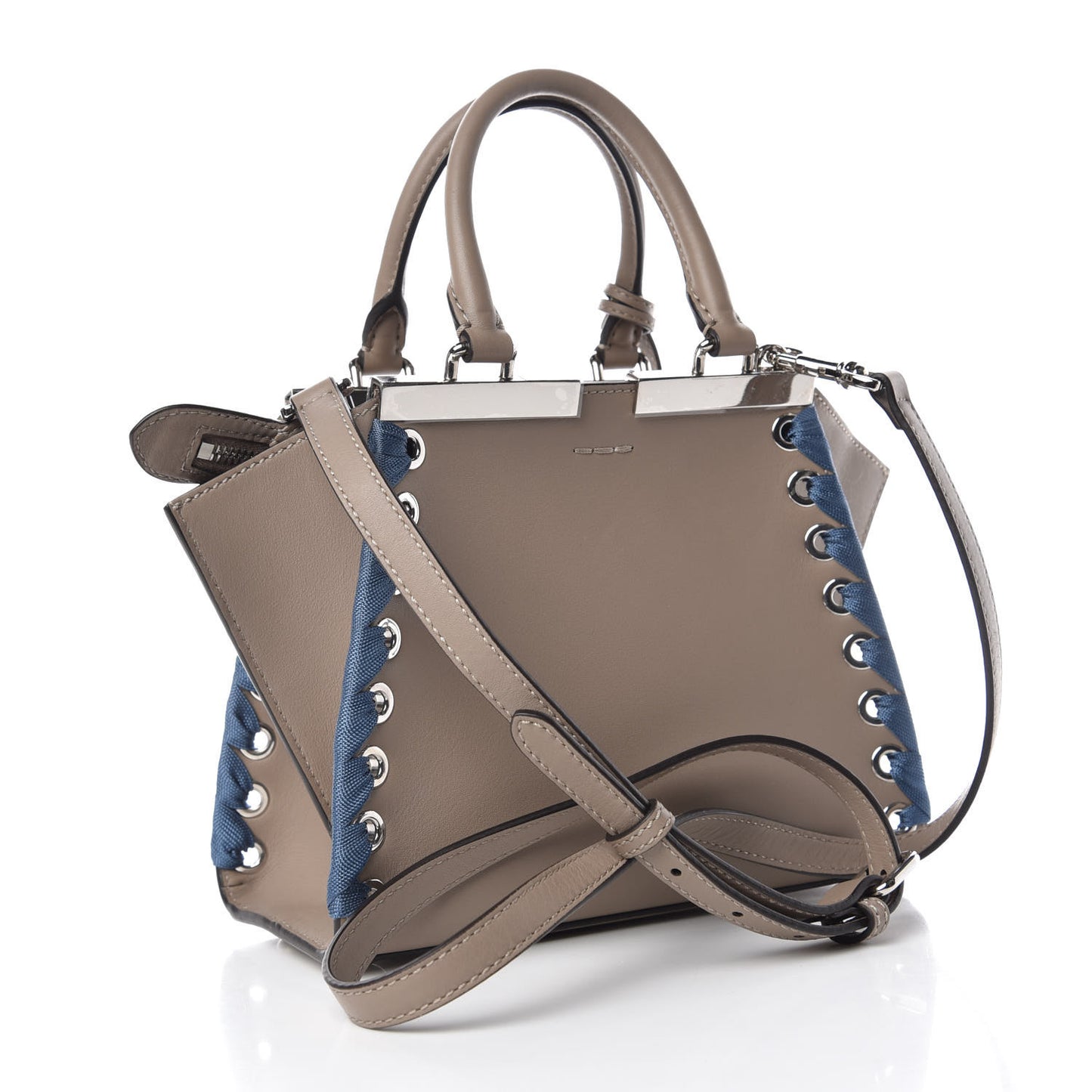 Vitello Dolce Ribbon Lace Up Mini 3Jours Tote Tortora Ceruleo