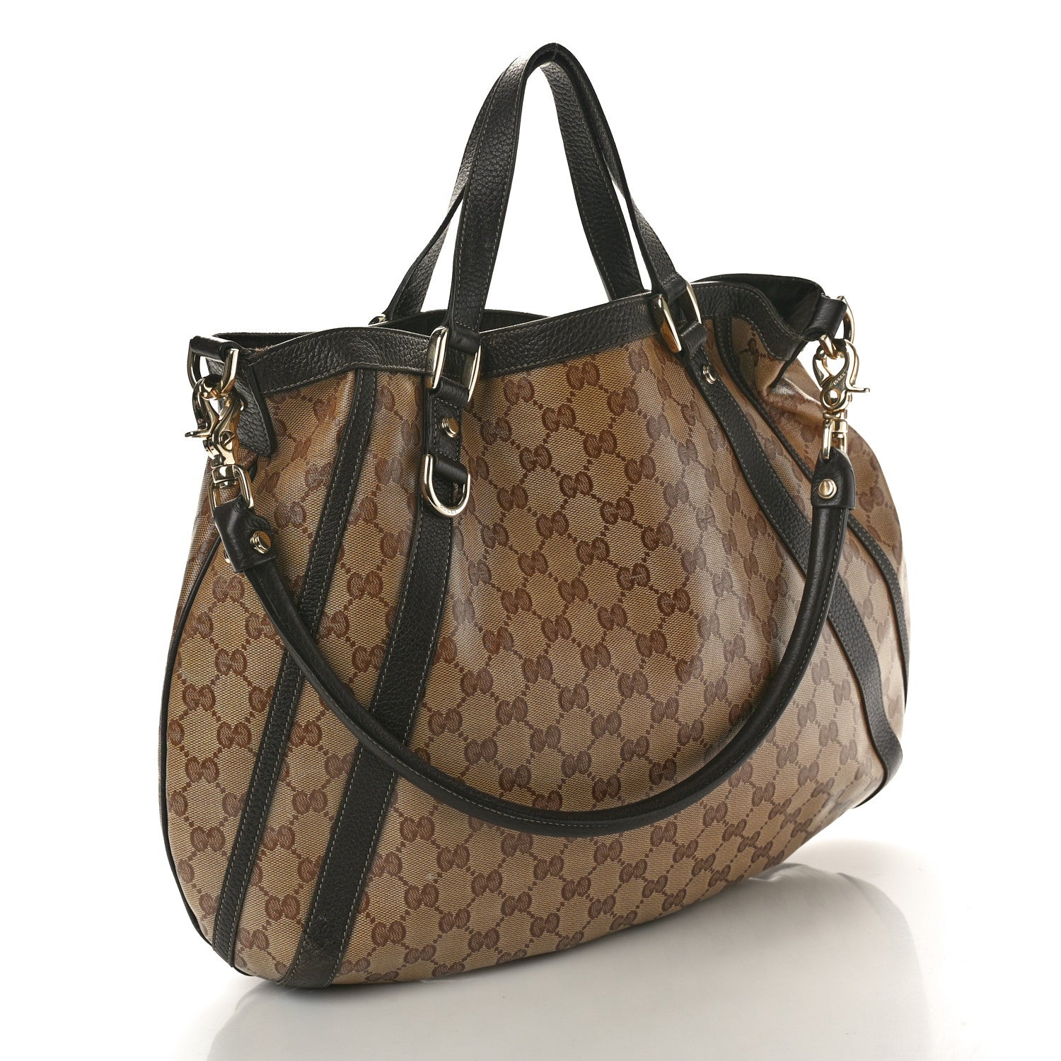 Gucci Crystal Monogram Medium Abbey Convertible Tote Dark Brown 3 of 10