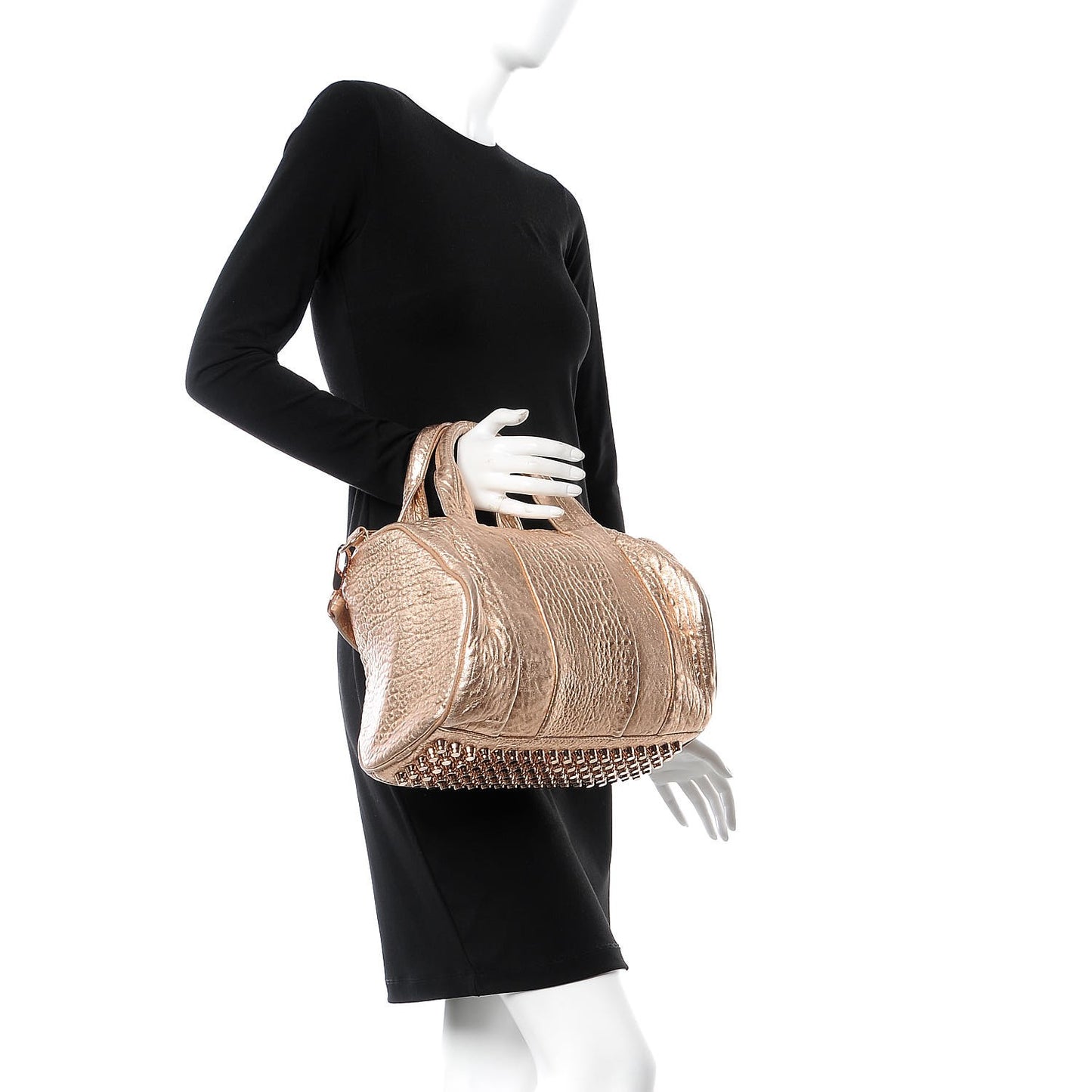 Metallic Pebbled Lambskin Rocco Rose Gold Hardware