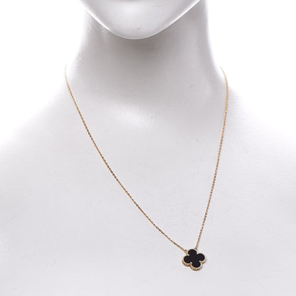 Van Cleef & Arpels 18K Yellow Gold Black Onyx Vintage Alhambra Pendant Necklace 2 of 6