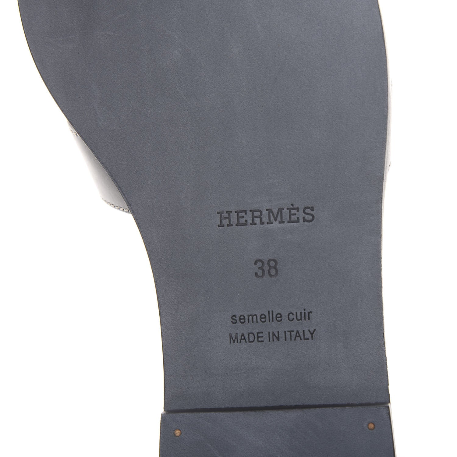 Hermes Box Calfskin Oran Sandals 38 Black 6 of 9