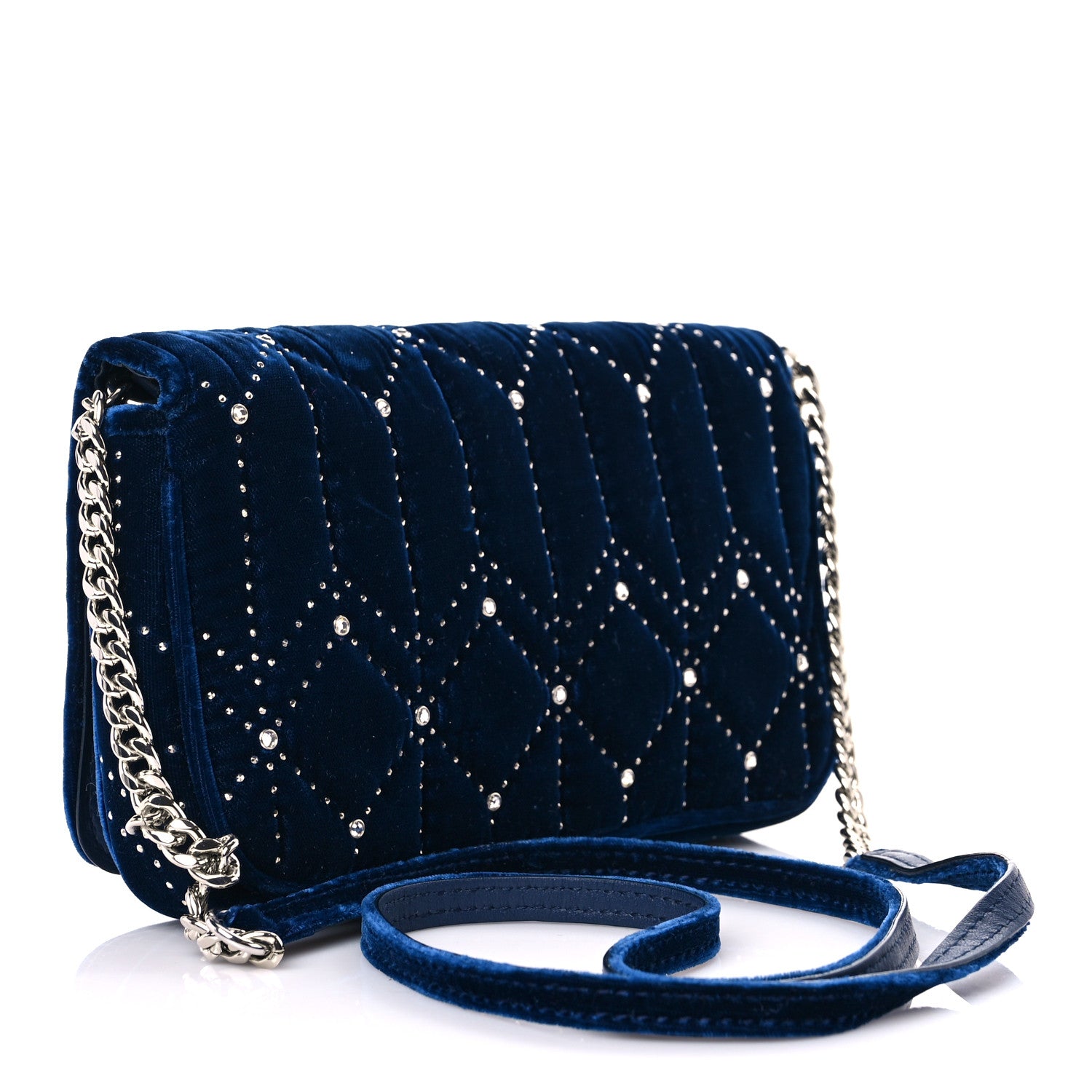 Jimmy Choo Velvet Crystal JC Shoulder Bag Blue 3 of 12
