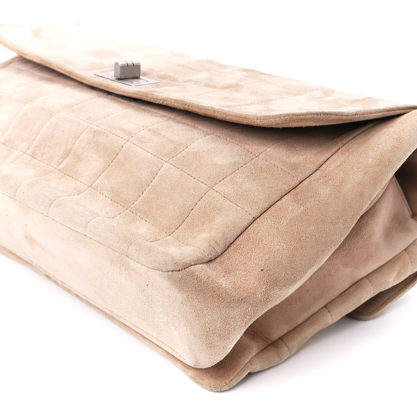 Suede Chocolate Bar Mademoiselle Flap Beige