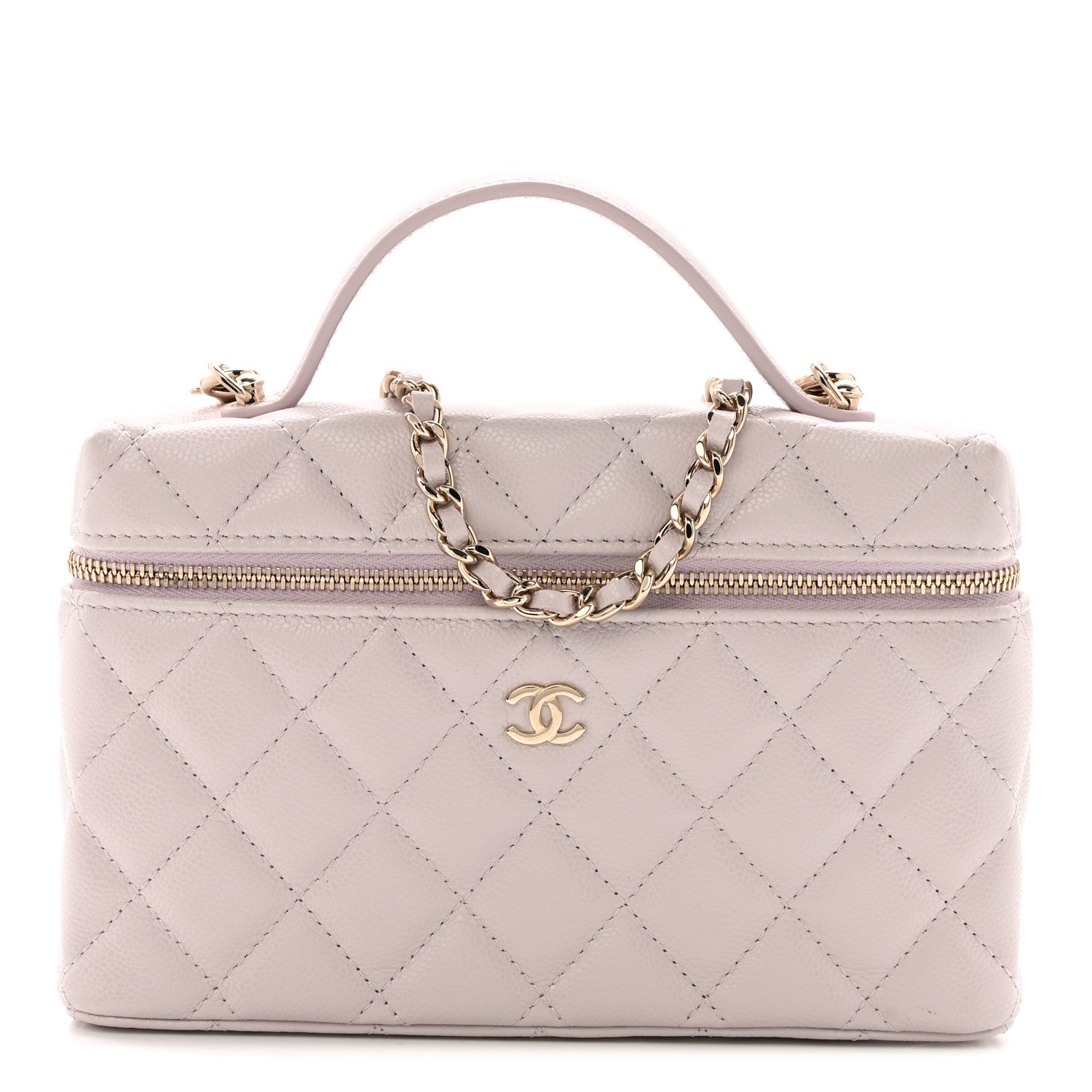 Chanel Caviar Quilted Top Handle Slim Vanity With Chain Light Purple 1 of 10