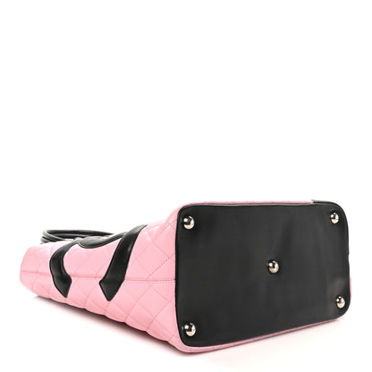 Chanel Calfskin Quilted Large Cambon Tote Pink Black 4 of 10