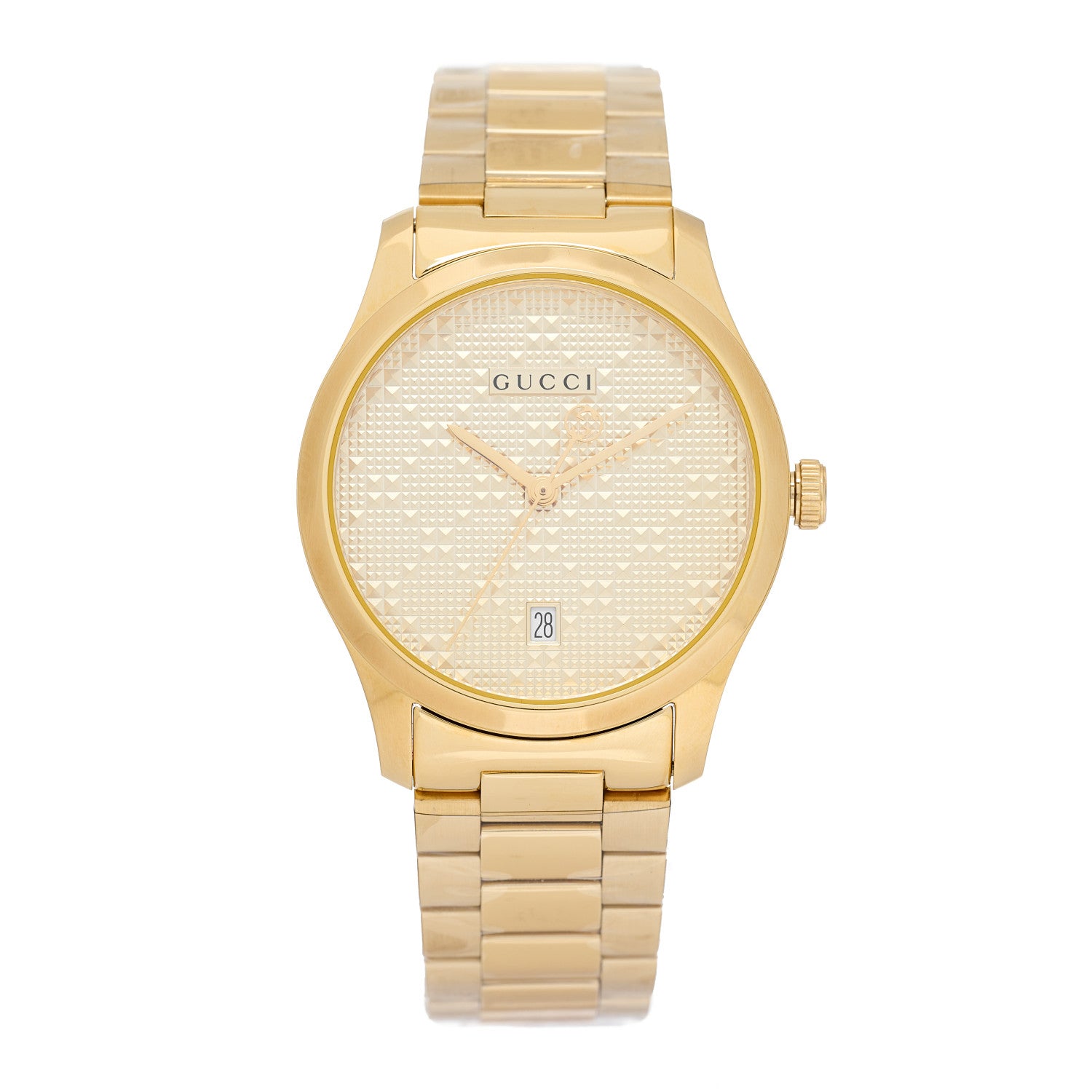Gucci Stainless Steel 38mm G-Timeless Diamante Quartz Watch Gold 1 of 5