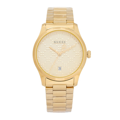 Gucci Stainless Steel 38mm G-Timeless Diamante Quartz Watch Gold 1 of 5