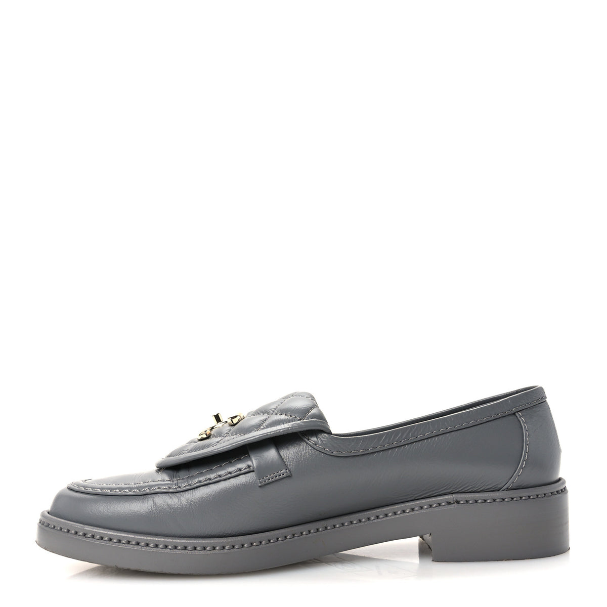 Lambskin Quilted CC Turnlock Loafers 38 Grey