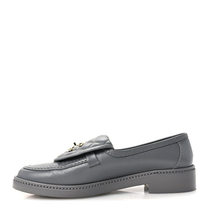 Chanel Lambskin Quilted CC Turnlock Loafers 38 Grey 1 of 11