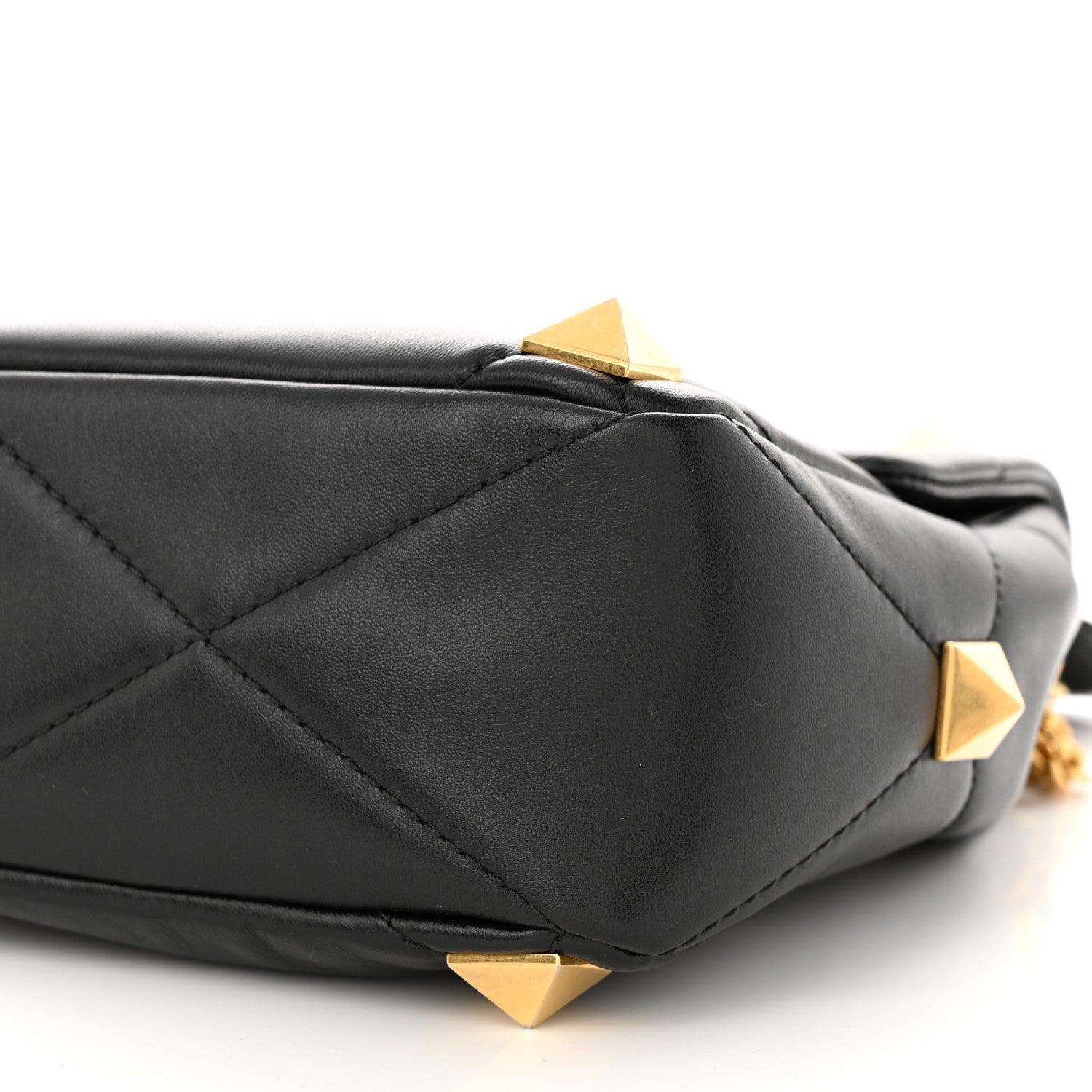 Valentino Garavani Nappa Large Roman Stud Shoulder Bag Black 9 of 11