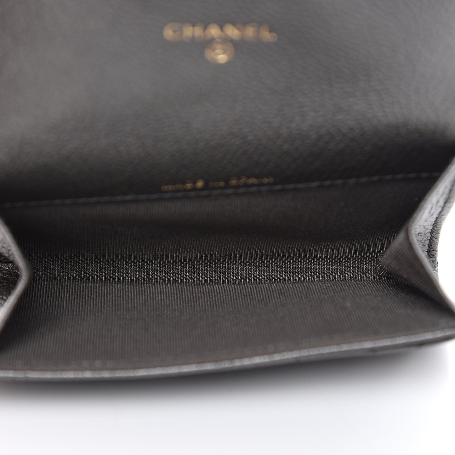 Metallic Calfskin Quilted Reissue Flap Card Holder Grey