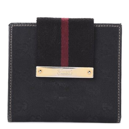 Gucci Monogram Ladies Web French Flap Wallet Black 1 of 6