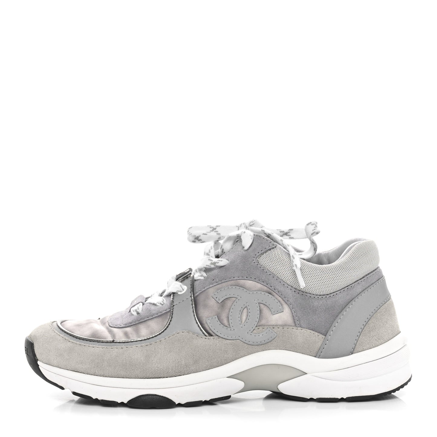 Suede Velvet Lambskin CC Sneakers 37.5 Grey