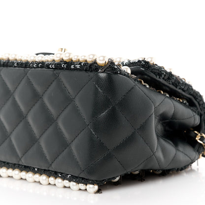 Chanel Lambskin Sequin Pearl Chain Fringe Mini Flap Black 12 of 12
