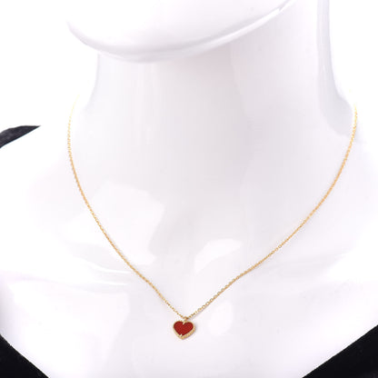 Van Cleef & Arpels 18K Yellow Gold Carnelian Sweet Alhambra Heart Pendant Necklace 2 of 5