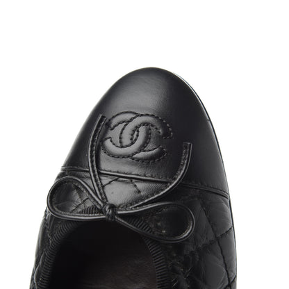 Chanel Aged Calfskin Quilted CC Cap Toe Ballerina Flats 38 Black 17 of 25