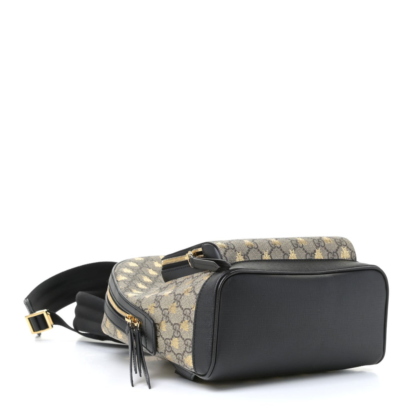 GG Supreme Monogram Bees Print Small Day Backpack Beige Oro Black