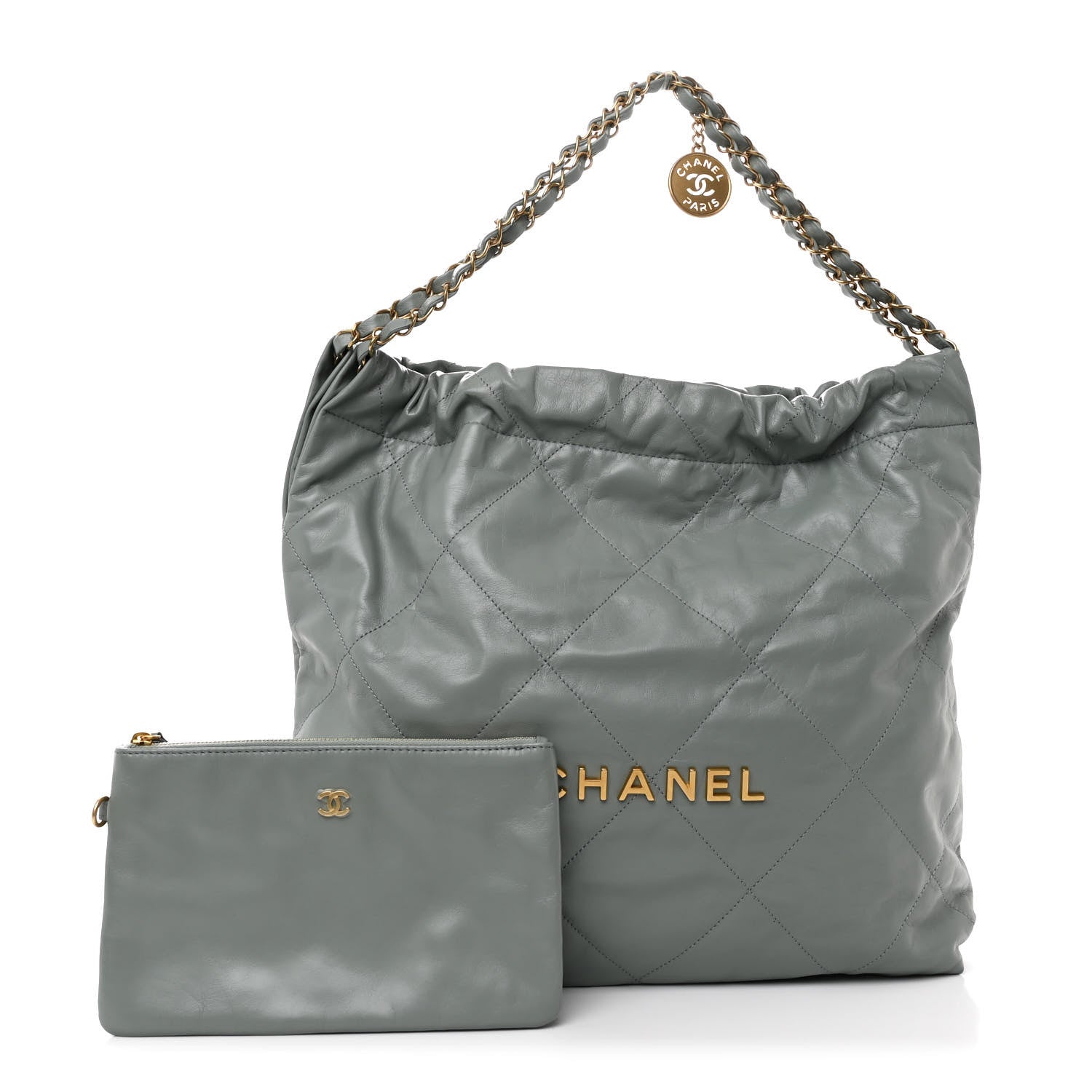 Chanel Shiny Calfskin Quilted Chanel 22 Grey 3 of 12