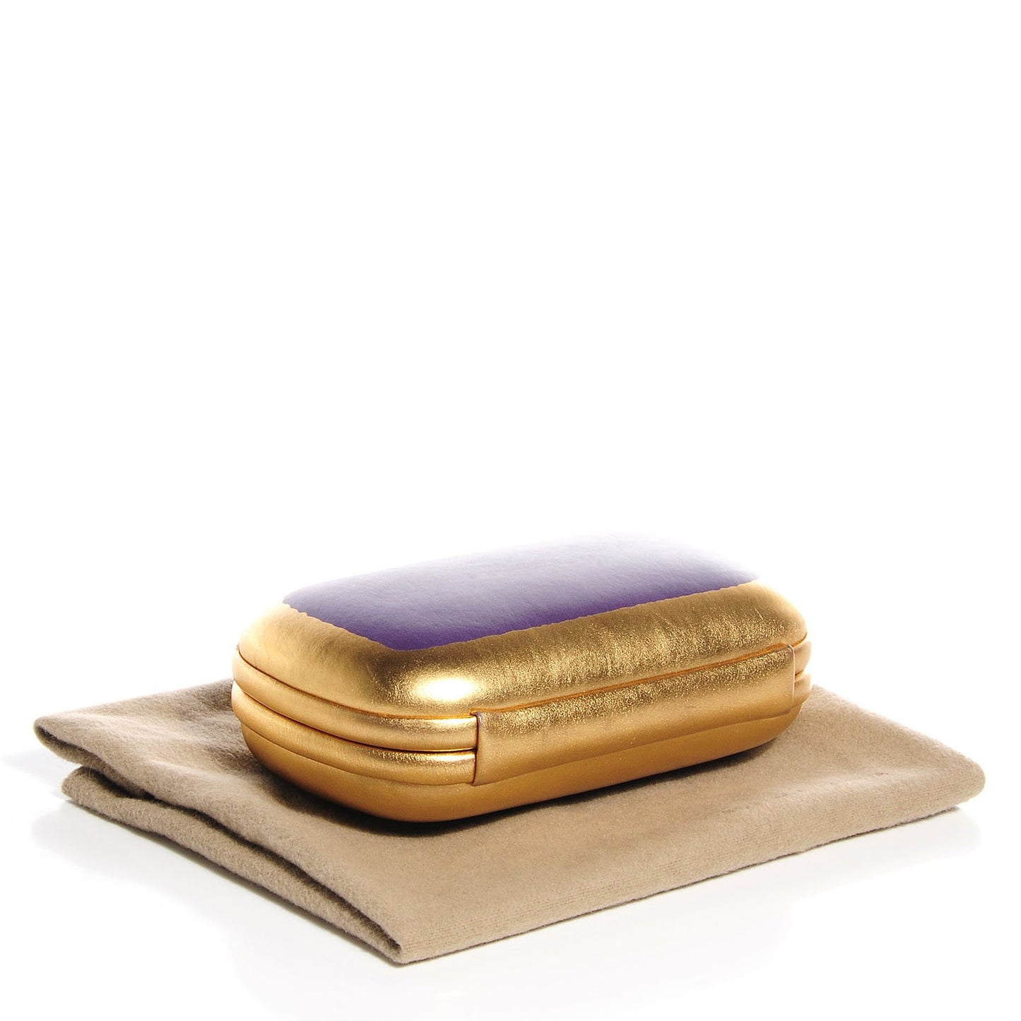 Gilded Waxed Leather Knot Clutch Purple