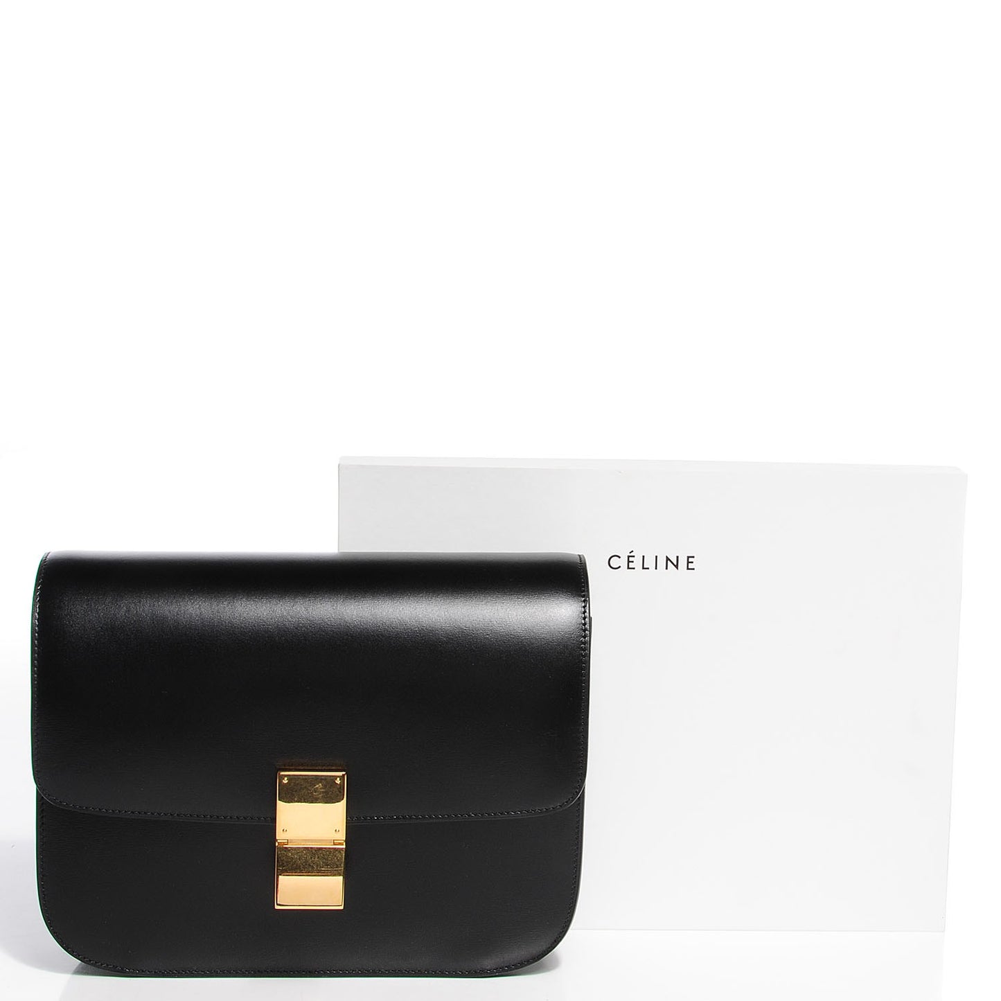 Box Calfskin Medium Classic Box Flap Bag Black