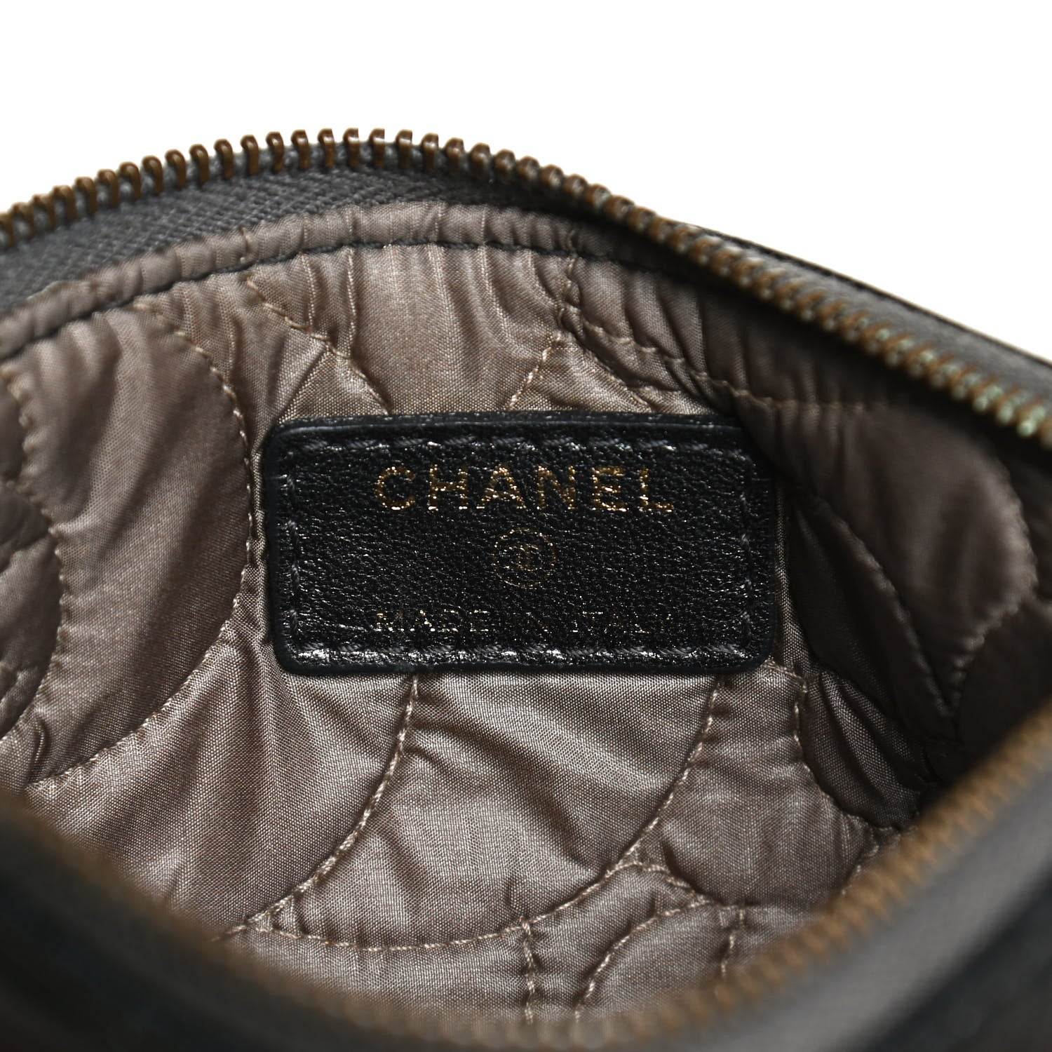 Chanel Lambskin Camellia Embossed Cosmetic Pouch Grey 6 of 10