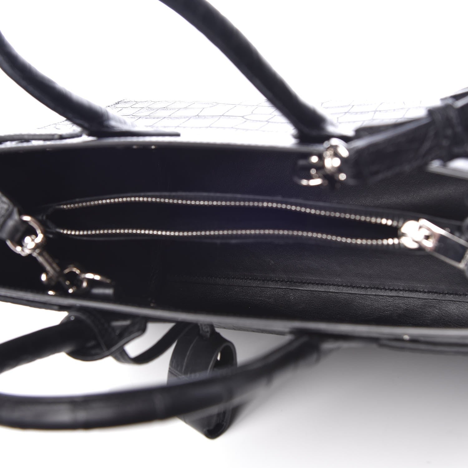Saint Laurent Calfskin Crocodile Embossed Baby Sac De Jour Black 5 of 9