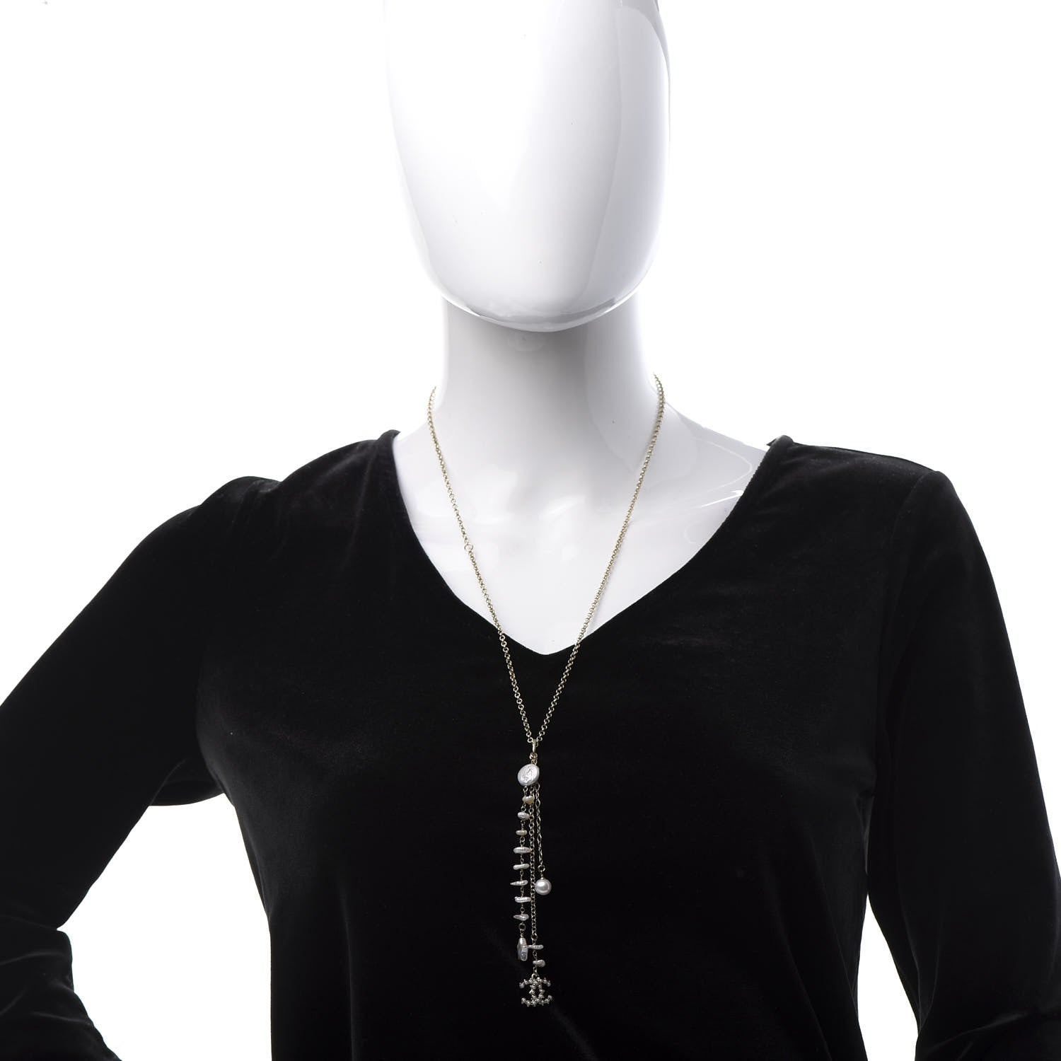 Chanel Pearl CC Chain Necklace Gold 2 of 8