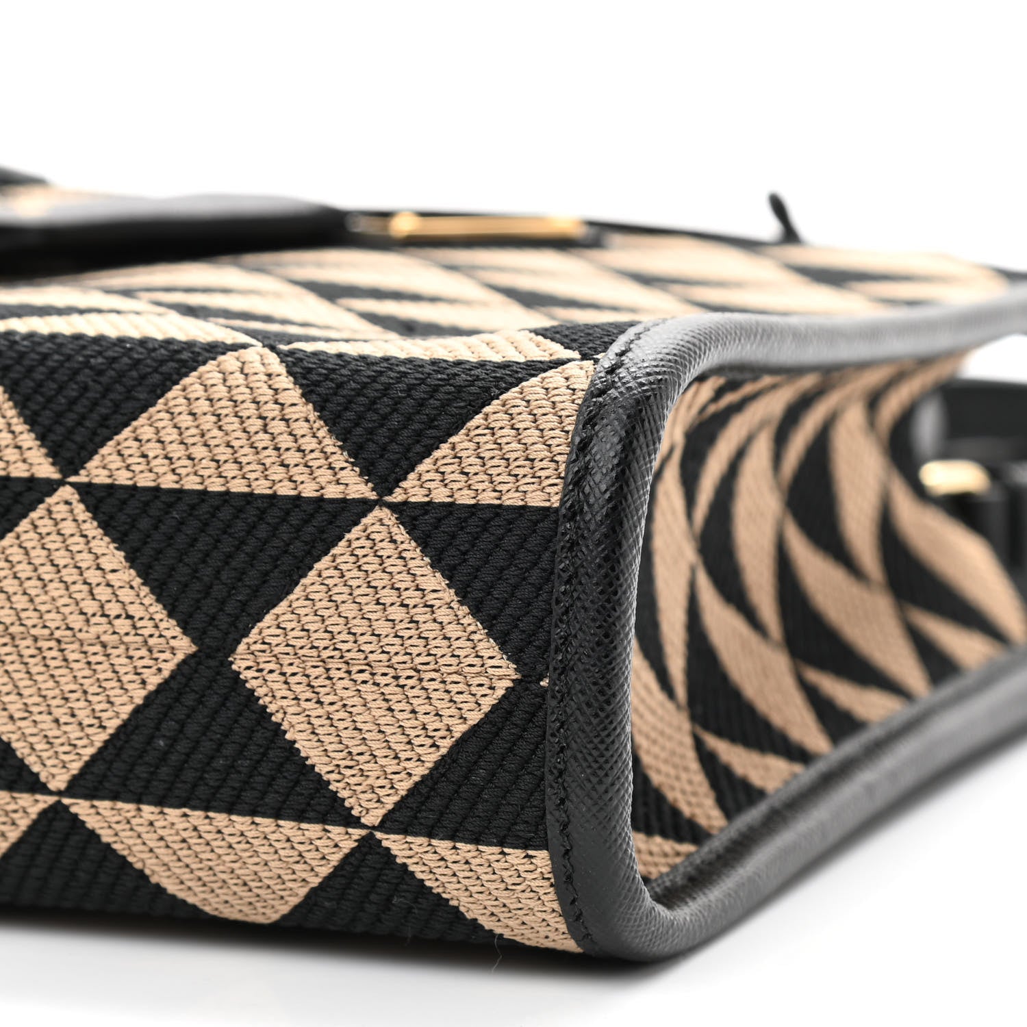 Prada Jacquard Saffiano Triangolo Symbole Embroidered Micro Tote Black Corda 9 of 9