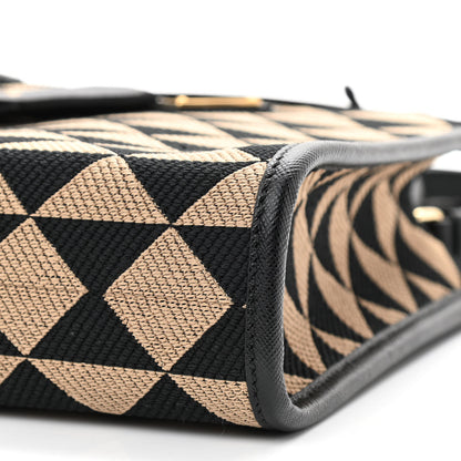 Prada Jacquard Saffiano Triangolo Symbole Embroidered Micro Tote Black Corda 9 of 9