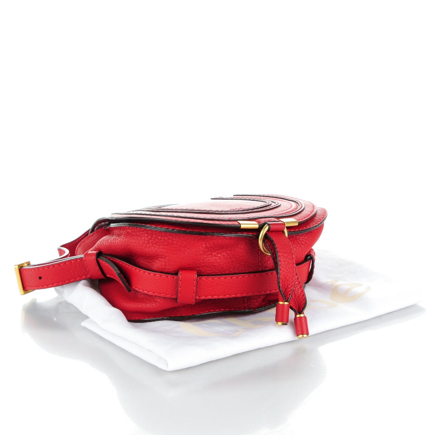 Calfskin Mini Marcie Round Crossbody Bag Red