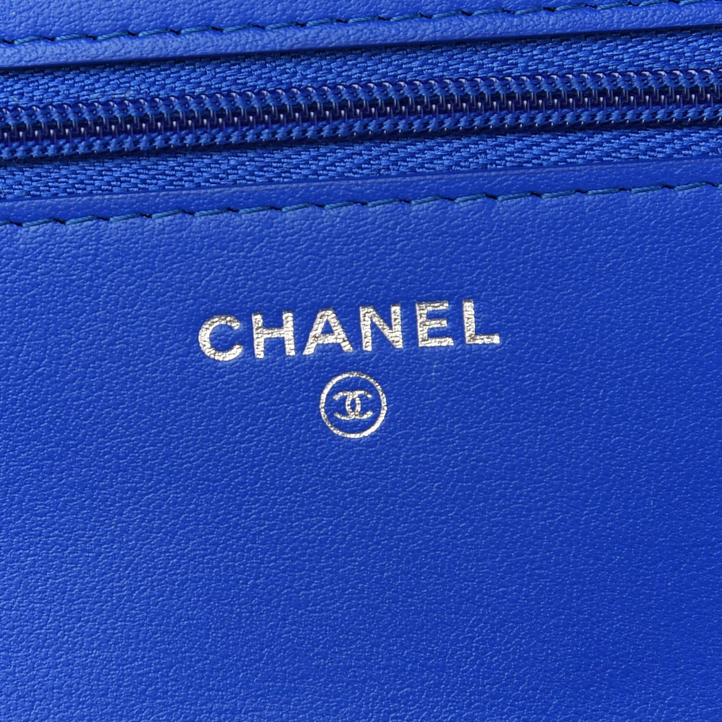 Tweed Quilted Wallet on Chain WOC Navy Blue