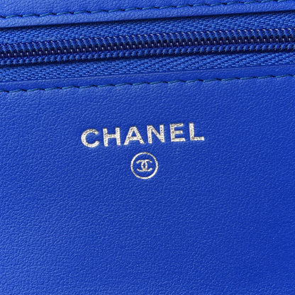 Chanel Tweed Quilted Wallet on Chain WOC Navy Blue 6 of 9