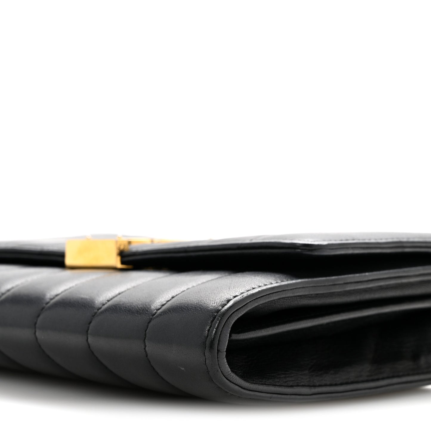 Lambskin Matelasse Monogram Vicky Chain Wallet Black