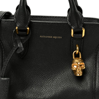Alexander McQueen Pebbled Calfskin Mini Skull Padlock Zip Around Tote Black 8 of 11