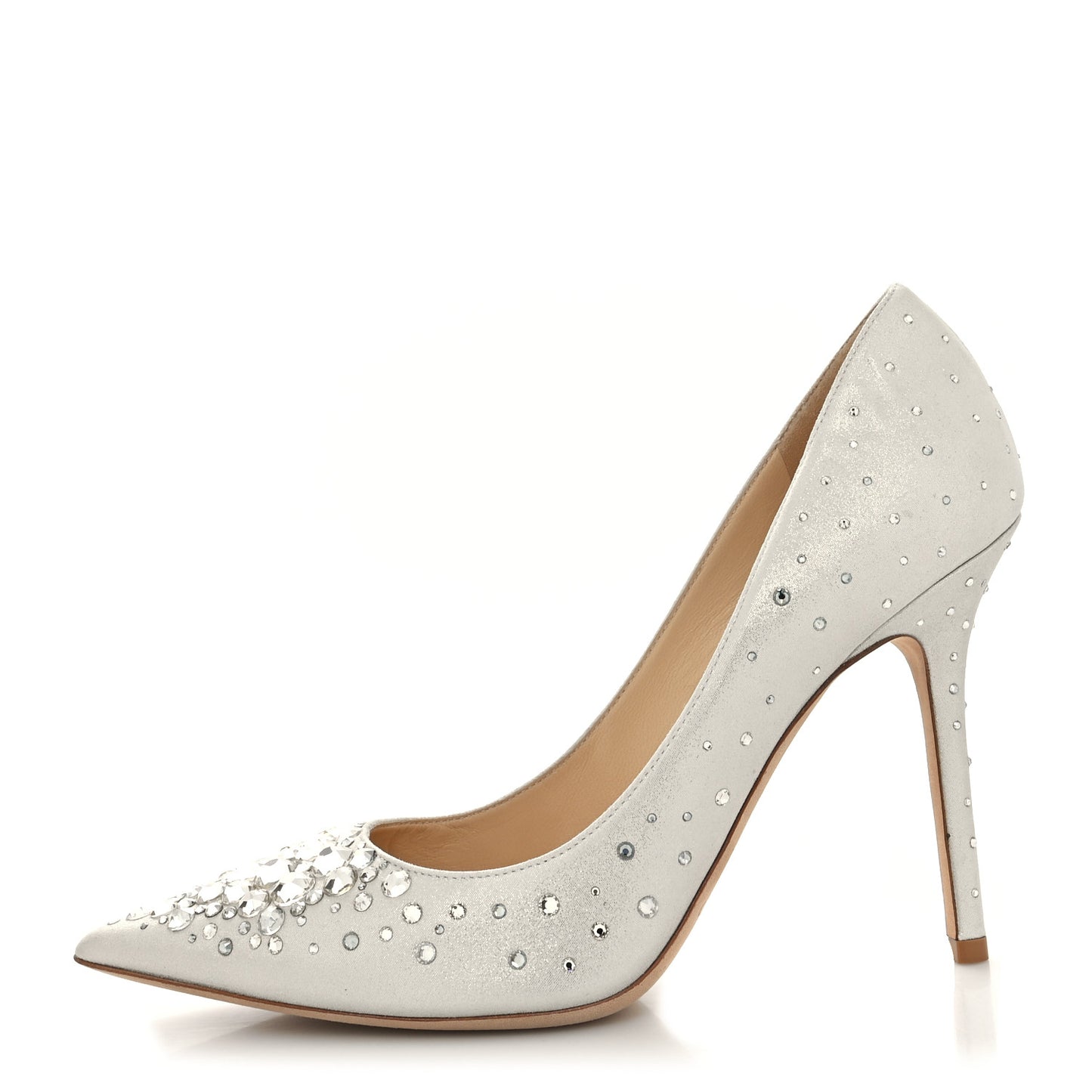 Shimmer Suede Crystal Embellished Abel 100 Pumps 39 White