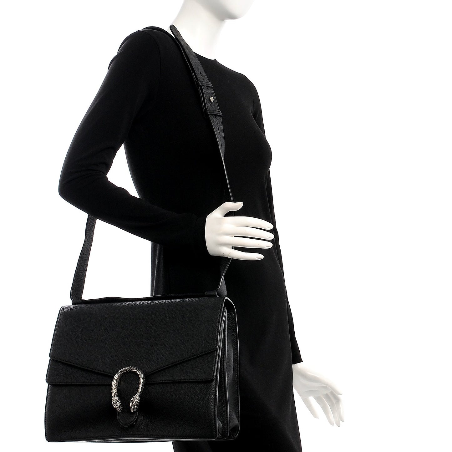 Pebbled Calfskin Medium Dionysus Messenger Bag Black