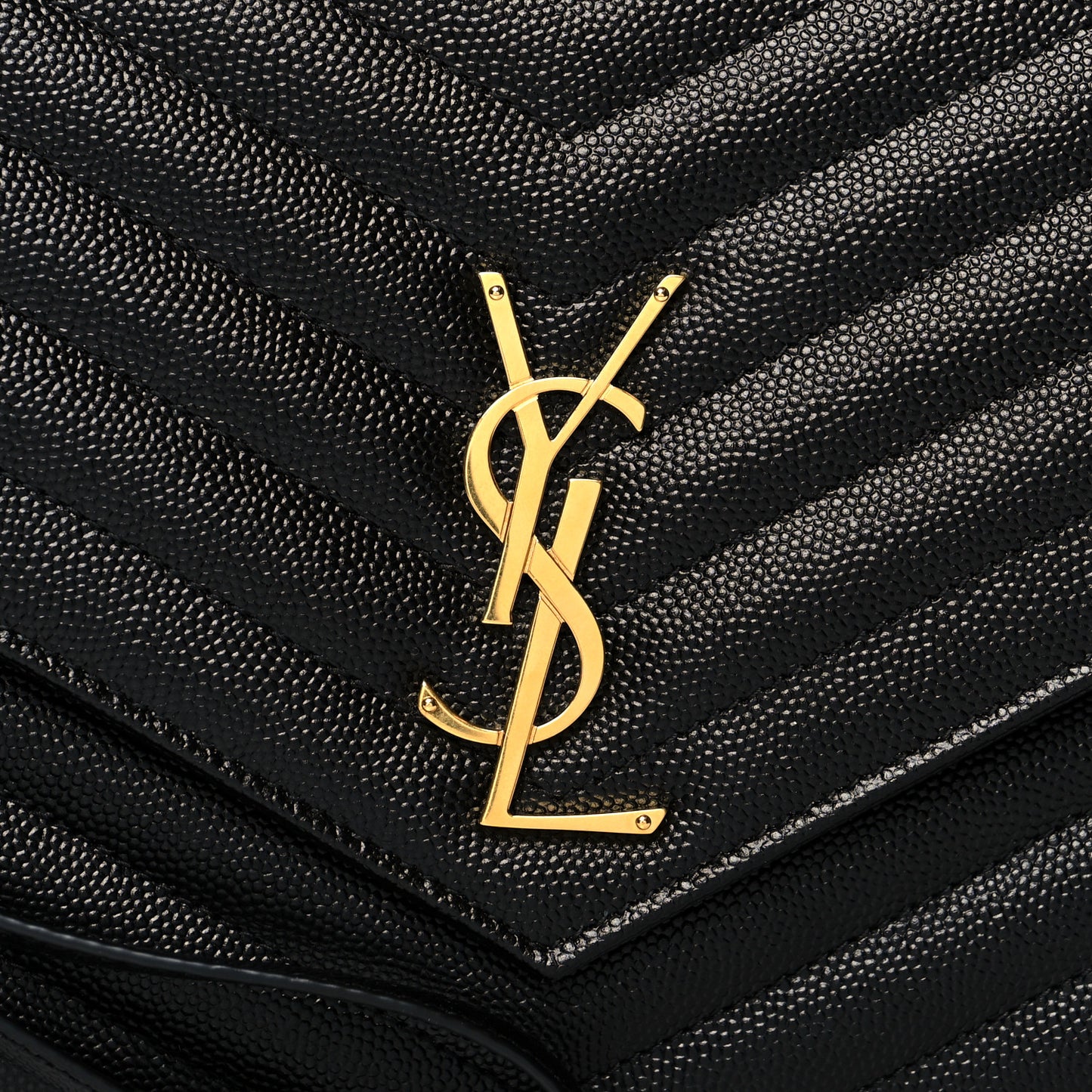 Grain De Poudre Matelasse Chevron Monogram Envelope Clutch Black
