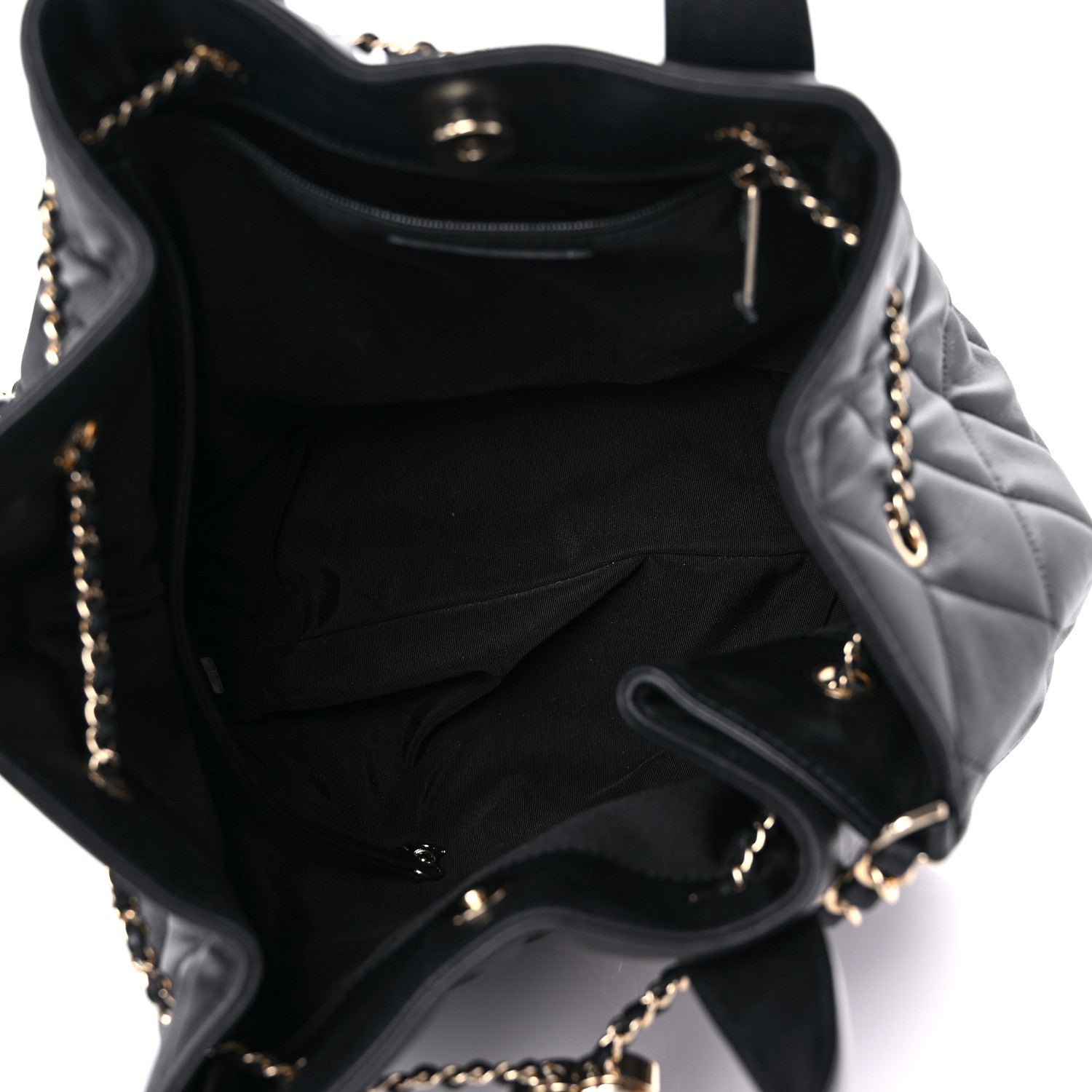 Chanel Lambskin Quilted CC Dweller Drawstring Tote Black 5 of 13