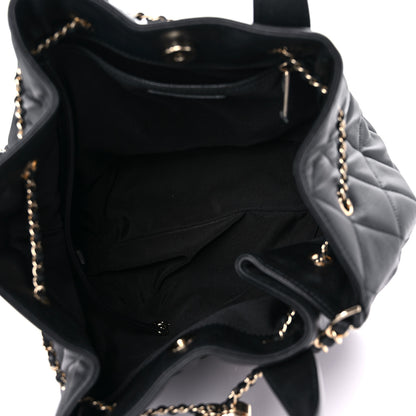 Chanel Lambskin Quilted CC Dweller Drawstring Tote Black 5 of 13