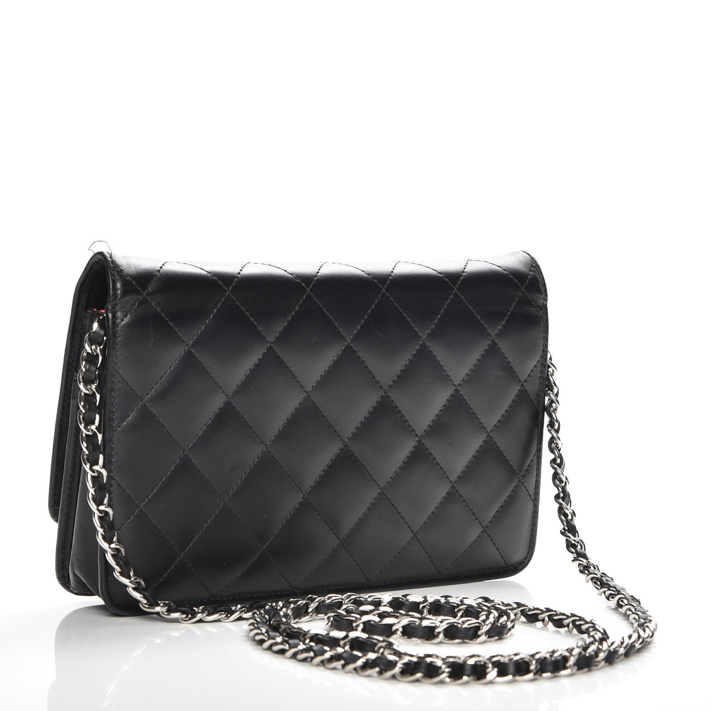 Calfskin Quilted Cambon Wallet On Chain WOC Black