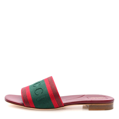 Gucci Canvas Web Womens Slide Sandals 40 Red Bordeaux 1 of 9