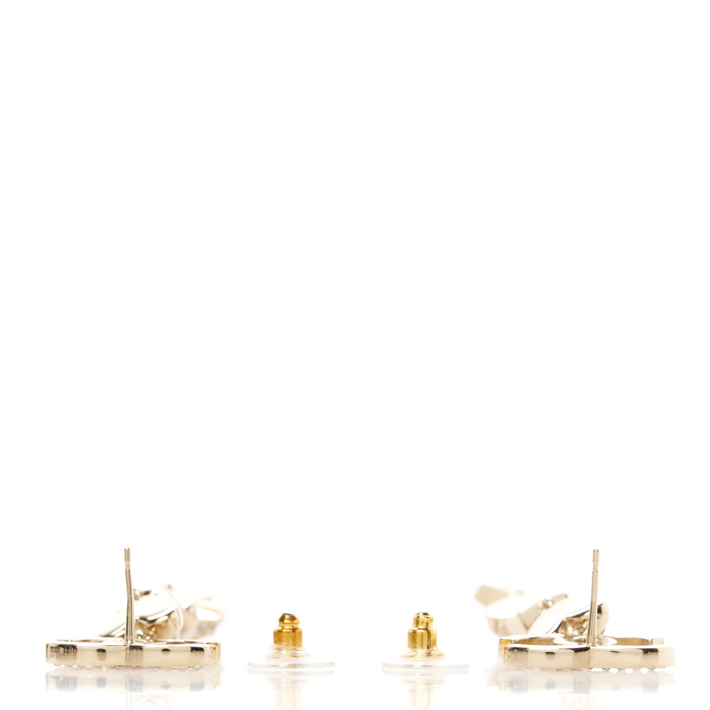 Crystal Pearl Charming Winter CC Star Heart Drop Earrings Gold