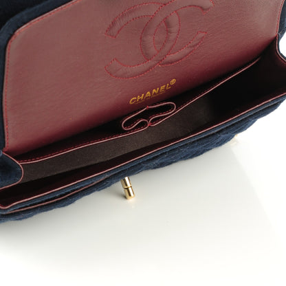 Chanel Jersey Quilted Medium Double Flap Navy 5 of 8