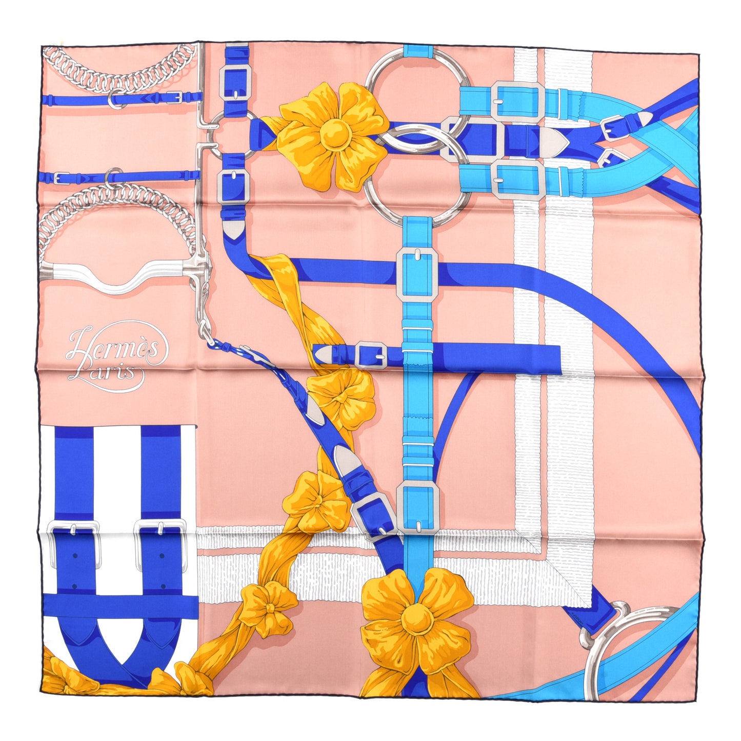 Silk Grand Manege Detail Scarf 90 Bois De Rose Bleu