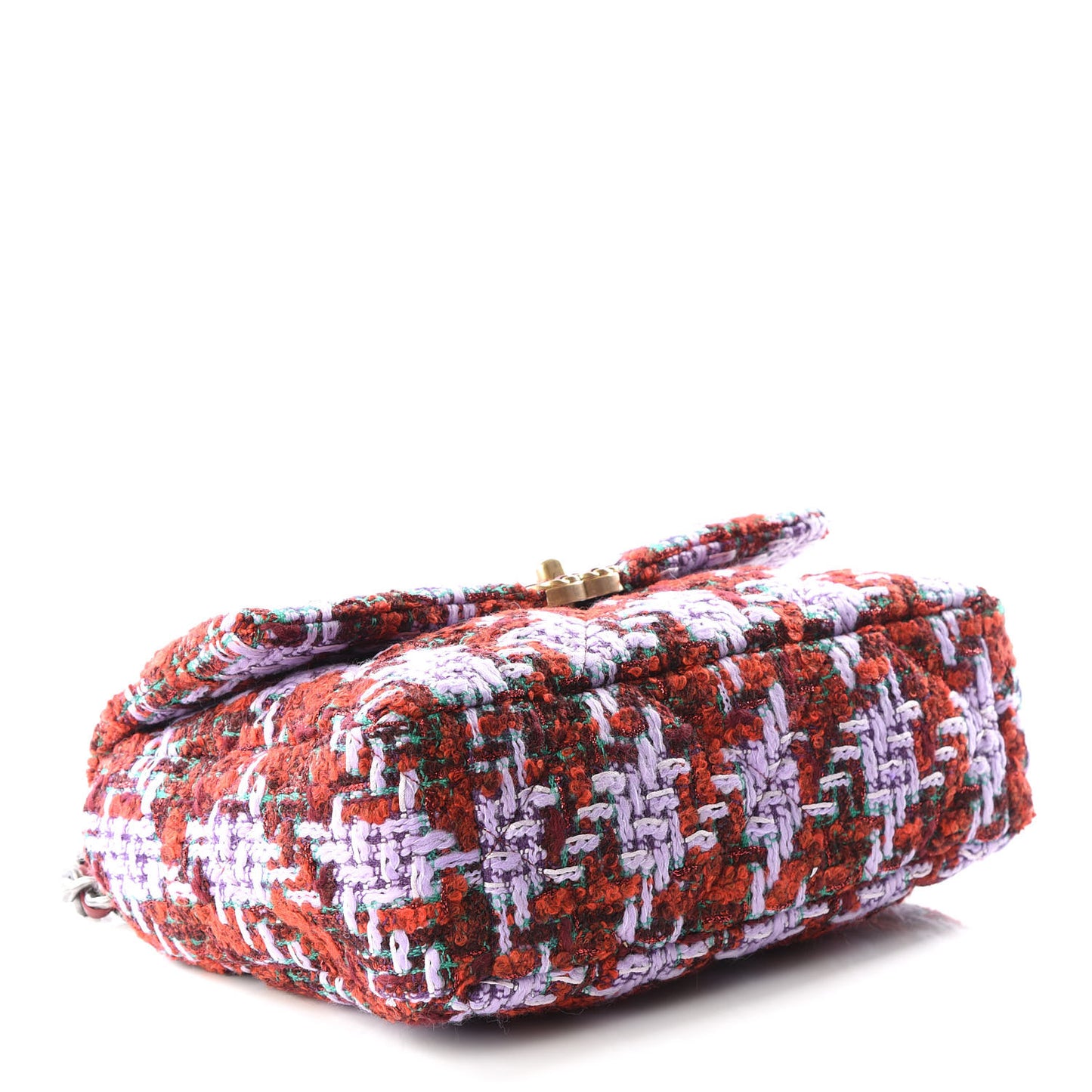 Tweed Quilted Large 19 Flap Red Purple Green