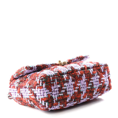 Chanel Tweed Quilted Large 19 Flap Red Purple Green 3 of 8